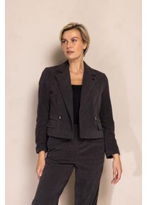 Kurzblazer Zhrill "Cord ZHJOJO", Damen, Gr. XL, anthra, Cord, Obermaterial: 100% Polyester, unifarben, gerade taillenbedeckt, Blazer Kurzblazer, mit Reverskragen und 1-Knopf-Verschluss