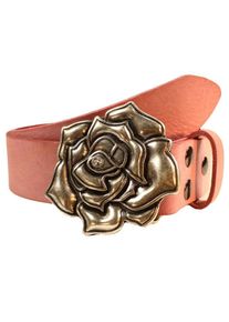 Lederg&uuml;rtel RETTUNGSRING G&Uuml;RTEL, Damen, Gr. 110, rosa, Leder, unifarben, G&uuml;rtel Lederg&uuml;rtel, austauschbare Schlie&szlig;e, Rose flach mit echtem Swarovskistein veredelt