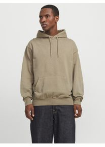 Jack & Jones Kapuzensweatshirt JACK & JONES "JJECHARGE FADED SWEAT HOOD NOOS", Herren, Gr. M, silber (silber sage), angeraute Sweatware, Obermaterial: 100% Baumwolle, unifarben, loose fit taillenbedeckt, ohne Ausschnitt, Rippb&uuml;ndchen, Sweatshirts Kapuzensweatshirt, mit Kapuze