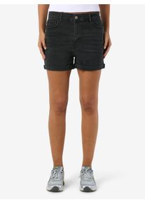 Jeansshorts Noisy may "NMMONI HW DNM SHORTS AZ360BL NOOS", Damen, Gr. L (40), N-Gr, schwarz (schwarz denim), Denim/Jeans, Obermaterial: 99% Baumwolle, 1% Elasthan, unifarben, slim fit, Jeans Jeansshorts