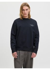 Jack & Jones Sweatshirt JACK & JONES "JPRBLACHAD BRANDING SWEAT CREW NECK LN", Herren, Gr. S, schwarz (schwarz beauty), angeraute Sweatware, Obermaterial: 95% Baumwolle, 5% Elasthan, bedruckt, relaxed fit normal, Rundhals, Rippb&uuml;ndchen, Sweatshirts Sweatshirt