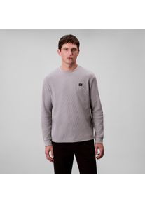 Langarmshirt Calvin Klein Jeans "LS WAFFLE BADGE CREWNK TEE", Damen, Gr. XL, grau (formal gray), Single Jersey, Obermaterial: 60% Baumwolle, 40% Polyester, unifarben, klassisch normal, Rundhals, eingesetzt Rippb&uuml;ndchen, Shirts Langarmshirt, Mit Rundhalsausschnitt