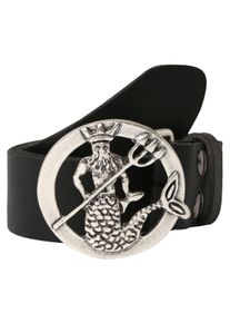 Lederg&uuml;rtel RETTUNGSRING G&Uuml;RTEL, Damen, Gr. 85, schwarz, Leder, unifarben, G&uuml;rtel Lederg&uuml;rtel, mit austauschbarer Schlie&szlig;e &raquo;Neptun Rund Silber&laquo;