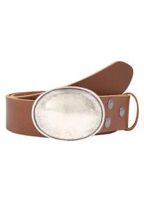 Lederg&uuml;rtel RETTUNGSRING G&Uuml;RTEL, Damen, Gr. 100, braun, Leder, unifarben, G&uuml;rtel Lederg&uuml;rtel, mit austauschbarer Schlie&szlig;e &raquo;Oval Gew&ouml;lbt Silber&laquo;
