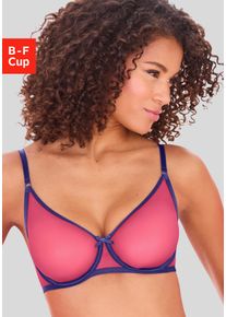 T-Shirt-BH Vivance "Finja", Damen, Gr. 85, Cup C, pink (pink, blau), Mesh, Obermaterial: 80% Polyamid, 20% Elasthan, BHs T-Shirt-BH, mit B&uuml;gel aus transparentem Soft-Mesh, transparente Unterw&auml;sche