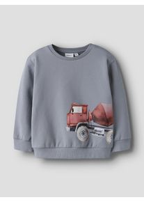 Sweatshirt name it "NMMNARINA LS NREG SWEAT BRU BOX", Jungen, Gr. 122/128, blau (tradewinds), Sweatware, Obermaterial: 95% Baumwolle, 5% Elasthan, bedruckt, normal, Rundhals, Rippb&uuml;ndchen, Sweatshirts Sweatshirt