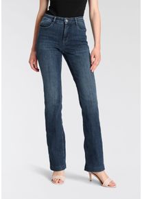 Bootcut-Jeans MAC "Dream-Boot", Damen, Gr. 46, L&auml;nge 34, blau (schwarz cobald blau authentic wash34), Denim/Jeans, Obermaterial: 90% Baumwolle, 7% Elastomultiester, 3% Elasthan, Abriebeffekte, figurbetont lang, Jeans Bootcut-Jeans, Gerade geschnitten mit leicht ausgestelltem Bein