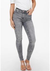 Skinny-fit-Jeans Only "ONLPOWER MID PUSH UP SK AZG937", Damen, Gr. S (36), L&auml;nge 32, grau (grau denim), Denim/Jeans, Obermaterial: 92% Baumwolle, 6% Polyester, 2% Elasthan, Abriebeffekte, Jeans Skinny-fit-Jeans