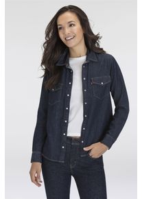 Levi's Jeansbluse LEVI'S "ESSENTIAL WESTERN", Damen, Gr. XS (34), today's news, Denim/Jeans, Obermaterial: 91% Baumwolle, 9% Leinen, Basic, figurbetont h&uuml;ftbedeckend, eckige 1-Knopf-Manschette mit Schlitz, Blusen Jeansbluse, mit Brusttaschen mit Druckkn&ouml;pfen
