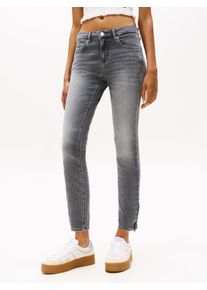 Skinny-fit-Jeans Tommy Jeans "SOPHIE LW SKN ANK ZIP CH0277", Damen, Gr. 25, L&auml;nge 30, grau (denim grau), Denim/Jeans, Obermaterial: 92% Baumwolle, 6% Elastomultiester, 2% Elasthan, unifarben, skinny fit kn&ouml;chellang, Jeans Skinny-fit-Jeans