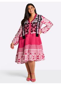 sheego loves miss goodlife sheego Gro&szlig;e Gr&ouml;&szlig;en Stufenkleid in Kniel&auml;nge, hummer-schwarz-bedruckt, Gr&ouml;&szlig;e 56 - Damen