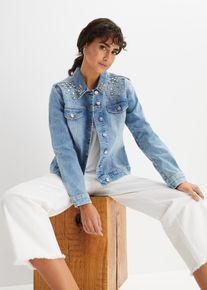 bonprix Jeansjacke mit Strass-Applikation, blau, Gr.54, Moderne Hose mit hochwertiger Dekoration, 98% Baumwolle