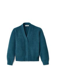 Tchibo - Kinder-Chenille-Strickjacke - M&auml;dchen - Gr. 146/152 - blau