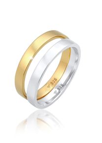 Ring-Set Elli "Ring Bandring Basic Bi-Color Set (2 tlg.) 925 Silber" Gr. 54, silber, Fingerringe, Damen, 54, ohne Stein, Silber 925 (Sterlingsilber), 3mm, Ring-Set
