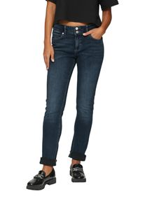 Slim-fit-Jeans QS "CATIE", Damen, Gr. 34, L&auml;nge 30, blau, Denim/Jeans, Obermaterial: 84% Baumwolle, 14% Polyester, 2% Elasthan. Futter: 65% Polyester, 35% Baumwolle, unifarben, slim fit kn&ouml;chellang, Jeans Slim-fit-Jeans, im Five-Pocket Style