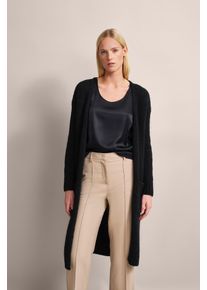 Strickjacke Bugatti, Damen, Gr. L, schwarz, 65% Polyacryl, 17% Polyamid, 9% Wolle, 9% Viskose, unifarben, normal, V-Ausschnitt, B&uuml;ndchen, Strickjacken Strickjacke, mit breiten Rippenb&uuml;ndchen