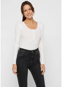 Langarmshirt Pieces "PCKITTE LS TOP NOOS BC", Damen, Gr. XL, wei&szlig; (hellwei&szlig;), Single Jersey, Obermaterial: 95% Baumwolle, 5% Elasthan, unifarben, slim fit normal, Rundhals, Shirts Langarmshirt, Baumwollmischung, slim fit