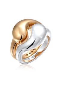 Ring-Set Elli "Ring Set Ying Yang Symbolik 925 Sterling Silber vergoldet" Gr. 56, bunt (zweifarbig), Fingerringe, Damen, 56, Silber 925 (Sterlingsilber), Ring-Set