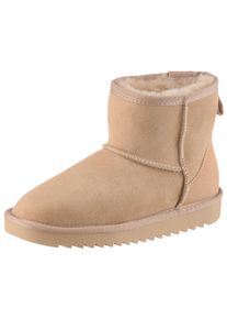 Schlupfboots Ara "Alaska Classic Short", Damen, Gr. 38, sand classic short, Lammfell, Veloursleder, unifarben, Schuhe Schlupfboots, Winterboots zum Schlupfen in bequemer Weite G (=weit)