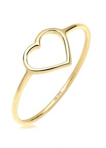 Silberring Elli Premium "Ring Herz 375 Gelbgold" Gr. 50, gold, Fingerringe, Damen, 50, Gelbgold 375, Silberring