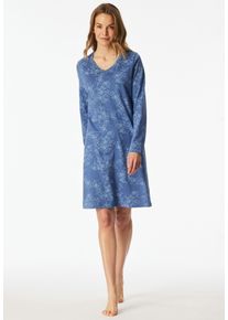 Nachthemd uncover by Schiesser "Uncover Nightwear", Damen, Gr. 44, N-Gr, blau (899, blau), Single Jersey, Obermaterial: 100% Baumwolle, bequem kniefrei, V-Ausschnitt, Kleider Nachthemd, Baumwolle, Single Jersey-Qulit&auml;t, V-Neck, weich, atmungsaktiv