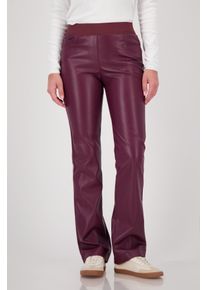 Lederimitathose monari "Hose Lederimitat Schlupf", Damen, Gr. 46, N-Gr, rot (bordeaux), Web, Obermaterial: 60% Polyurethan, 40% Polyester, clean, unifarben, regular fit lang, Hosen Lederimitathose, mit elastischem Bund