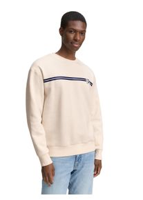 Sweatshirt Tom Tailor Denim, Herren, Gr. XL, wei&szlig; (gardenia wei&szlig;), Sweatware, Obermaterial: 70% Baumwolle, 30% Polyester, bedruckt, unifarben, normal h&uuml;ftbedeckend, Rundhals, B&uuml;ndchen, Sweatshirts Sweatshirt, mit Logo-Print