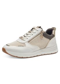 Keilsneaker Tamaris, Damen, Gr. 39, wei&szlig; (ivory kombiniert), Lederimitat, Textil, Schuhe Keilsneaker, Freizeitschuh, Halbschuh, in schmaler Form, vegane Verarbeitung