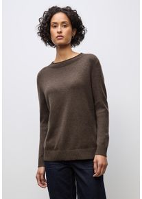 Strickpullover Street One, Damen, Gr. 46, schwarz nomad braun meliert, Strick, Obermaterial: 30% Polyester, 27% Polyacryl, 23% Polyamid, 20% Viskose, meliert, regular fit normal, ohne Ausschnitt, Rollkante, Pullover Strickpullover, mit feiner Rollkante