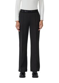 Stoffhose s.Oliver BLACK LABEL, Damen, Gr. 46, N-Gr, schwarz, Web, Obermaterial: 92% Polyester, 8% Elasthan. Futter: 100% Polyester, unifarben, weit kn&ouml;chellang, Hosen Stoffhose, mit elastischem Bund