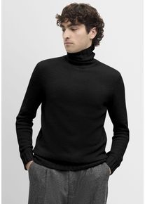 Strickpullover Cinque "CIZINO", Herren, Gr. L, schwarz, Strick, Obermaterial: 80% Baumwolle, 16% Polyamid, 4% Elasthan, unifarben, regular fit normal, hoch geschlossener Ausschnitt, eingesetzt B&uuml;ndchen, Pullover Strickpullover, regular fit, Rollkragen