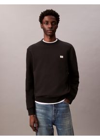 Sweatshirt Calvin Klein Jeans "400GSM TRRY BDG CRWN", Herren, Gr. XL, schwarz, Sweatware, Obermaterial: 90% Baumwolle, 10% Polyester, unifarben, l&auml;ssig geschnitten normal, Rundhals, B&uuml;ndchen, Sweatshirts Sweatshirt, Mit Rundhalsausschnitt