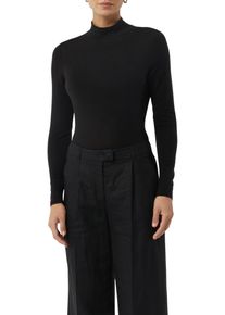 Langarmshirt comma, Damen, Gr. 34, schwarz, Single Jersey, Obermaterial: 76% Lyocell, 19% Wolle, 5% Elasthan, unifarben, regular fit taillenbedeckt, ohne Ausschnitt, gerader Abschluss, Shirts Langarmshirt, mit Wollanteil