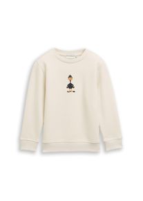 Sweater Tom Tailor, Jungen, Gr. 116/122, grau (grauish wei&szlig;), Sweatware, Obermaterial: 70% Baumwolle, 30% Polyester, bedruckt, regular fit h&uuml;ftbedeckend, Rundhals, Flachstrickb&uuml;ndchen, Sweatshirts Sweater, mit Dino-Print