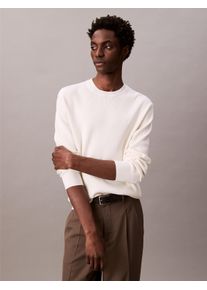 Strickpullover Calvin Klein "LS TXTR CTTN CRWNK S", Herren, Gr. XXL, tofu, Strick, Obermaterial: 100% Baumwolle, unifarben, regular fit normal, Rundhals, eingesetzt Rippstrickb&uuml;ndchen, Pullover Strickpullover, Mit Rundhalsausschnitt
