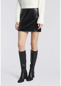 Minirock HUGO BLUE "Reklus", Damen, Gr. 38, schwarz 001, Web, Obermaterial: 100% Polyester, unifarben, mini, R&ouml;cke Minirock, in Lederoptik, durchgehender Rei&szlig;verschluss