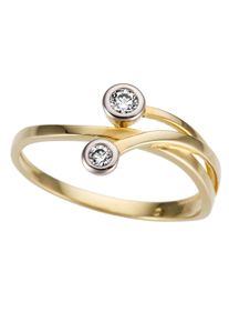 Goldring Firetti "Schmuck Geschenk Gold 333 Damenring Goldring" Gr. 16, wei&szlig; (gelbgoldfarben, wei&szlig;goldfarben, kristallwei&szlig;), Fingerringe, Damen, 16, Gelbgold 333, 10mm, Goldring, mit Zirkonia (synth.)