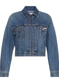 Jeansjacke Calvin Klein Jeans "DENIM CROPPED JACKET", Damen, Gr. XS (36), cold springs, Denim/Jeans, Obermaterial: 100% Baumwolle, unifarben, regular fit normal, Rundhals, eingesetzt angesetztes B&uuml;ndchen, Jacken Jeansjacke, Mit Rndhalsausschnitt, regular fit