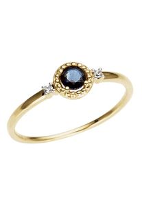 Goldring Firetti "Schmuck Geschenk Gold 333 Damenring Goldring Edelstein Farbstein" Gr. 19, blau (gelbgoldfarben, wei&szlig;goldfarben, blau), Fingerringe, Damen, 19, 0,02 P2 = erkennbare Einschl&uuml;sse, Diamanten Gelbgold 333, 2mm, Diamanten, Gelbgold 333, Goldring, mit Saphir - mit Brillanten