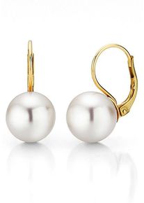Paar Ohrh&auml;nger Firetti "Schmuck Geschenk Gold 375 Ohrschmuck Patentbrisur Perle" Gr. 6, gold (gelbgoldfarben, wei&szlig;), Ohrringe, Damen, 6, Gelbgold 375 Perlen, Gelbgold 375, Perlen, Paar Ohrh&auml;nger, Made in Germany - mit S&uuml;&szlig;wasserzuchtperle