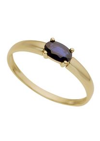 Goldring Firetti "Schmuck Geschenk Gold 333 Damenring Goldring Edelstein Farbstein" Gr. 17, gold (gelbgoldfarben, blau), Fingerringe, Damen, 17, Gelbgold 333, 1,5mm, Goldring, mit Saphir