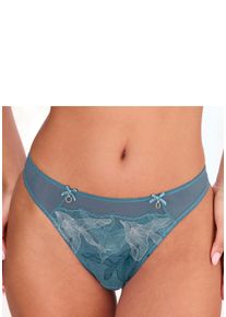 String Lascana "Gabriella", Damen, Gr. 44/46, bunt (blau, multicolor), Spitze, Obermaterial: 50% Polyamid, 30% Polyester, 20% Elasthan, Unterhosen String, aus Mesh mit hauchzarter Stickerei, transparente Unterw&auml;sche