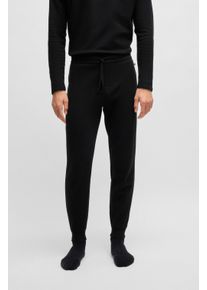 Pyjamahose BOSS "Waffle Pants Cuf", Herren, Gr. L, N-Gr, schwarz, Jersey, Obermaterial: 60% Baumwolle, 40% Polyester, unifarben, lang, Hosen Pyjamahose