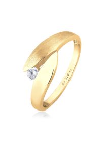 Silberring Elli "Ring Solit&auml;r Wickelring Zirkonia 925 Silber" Gr. 58, gold, Fingerringe, Damen, 58, Silber 925 (Sterlingsilber), Silberring