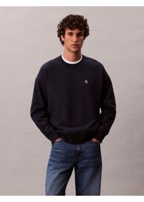 Sweatshirt Calvin Klein Jeans, Herren, Gr. XL, schwarz sapphire, Sweatware, Obermaterial: 100% Baumwolle, unifarben, regular fit normal, Rundhals, B&uuml;ndchen, Sweatshirts Sweatshirt, regular fit, Rundhalsausschnitt