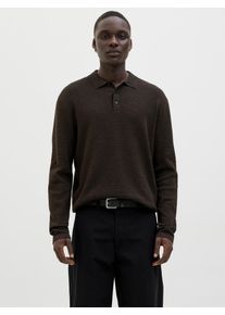 Jack & Jones Strickpullover JACK & JONES "JJEGEORGE KNIT POLO LS SN", Herren, Gr. XS, schwarz (delicioso detail:with schwarz), Strick, Obermaterial: 85% Baumwolle, 15% Polyester, unifarben, relaxed fit normal, Rundhals, Pullover Strickpullover