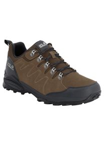 Wanderschuh Jack Wolfskin "REFUGIO TEXAPORE LOW M", Herren, Gr. 46, braun (braun, phantom), Leder, Textil, Schuhe Wanderschuh, wasserdicht, Trekkingschuh