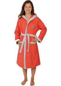 W&ouml;rner Kinderbademantel W&Ouml;RNER "Freedom" Gr. 152, rot (erdbeer), L:90cm, Baumwoll-Webfrottier, Hausm&auml;ntel, Kinderbademantel, mit Stickerei, mit Taschen, maschinenwaschbar, trocknergeeignet