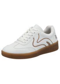 Plateausneaker RIEKER SPORT, Damen, Gr. 38, gelb (wei&szlig;, camelfarben), Lederimitat, Schuhe Plateausneaker, Freizeitschuh, Halbschuh, Schn&uuml;rschuh in veganer Verarbeitung