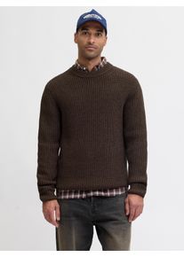 Jack & Jones Strickpullover JACK & JONES "JORBLEECKER KNIT CREW NECK BF", Herren, Gr. S, mulch detail:schwarz. crew neck, Strick, Obermaterial: 65% Polyacryl, 35% Baumwolle, unifarben, regular fit h&uuml;ftlang, Rundhals, Strickb&uuml;ndchen, Pullover Strickpullover